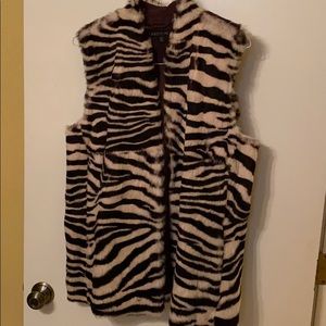 Lafayette 148 XL Rabbit Fur Print Vest